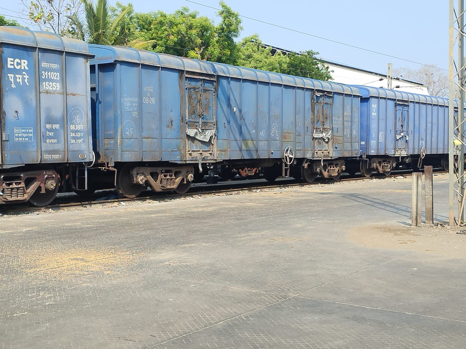 Indian Railways goods rake at siding