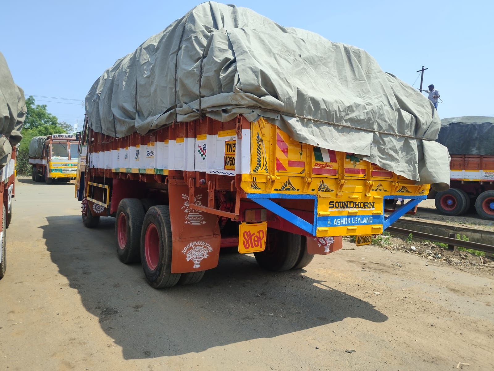 Rear of a covered commodity truck